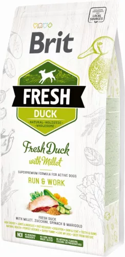Brit Fresh Active Run & Work Hrană uscată pentru câini adulți, cu rață și mei 2,5 kg