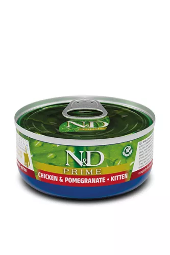 N&D Prime Hrană umedă pentru pisoi cu pui și rodie 70 g
