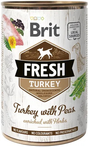 Brit Fresh Hrană pentru câini adulți cu curcan și mazăre 400g
