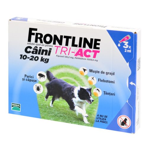 Frontline Tri‑Act Soluție antiparazitară pentru câini M 10–20 kg 3 pipete