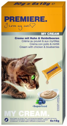 Premiere My Cream Recompense pentru pisici cu pui și afine 6x15 g