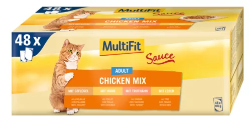 MultiFit Hrană pentru pisici adulte cu pasăre 48x100 g