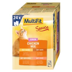  MultiFit Junior Hrană pentru pisici, mix cu pasăre în sos 24x100g