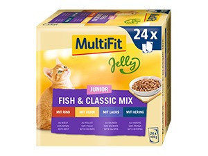 MultiFit Junior în sos – patru delicii gustoase pentru pisica ta, în sos fin 24x100g
