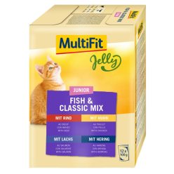   MultiFit Junior Jelly Fish & Classic Mix Hrană pentru pisici 12x100g