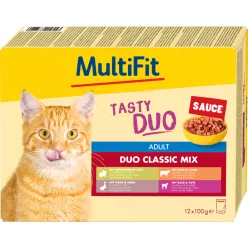   MultiFit Adult Sauce Duo Classic Mix Hrană pentru pisici 12x100 g
