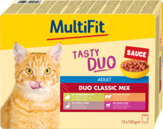 MultiFit Adult Sauce Duo Classic Mix Hrană pentru pisici 12x100g