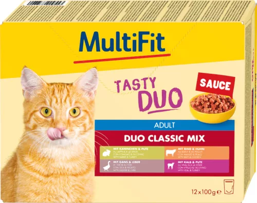MultiFit Adult Sauce Duo Classic Mix Hrană pentru pisici 12x100 g