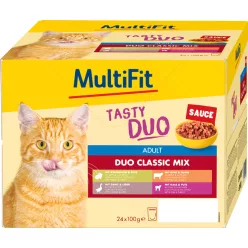   MultiFit Adult Sauce Duo Classic Mix Hrană pentru pisici 24x100 g