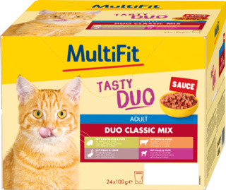 MultiFit Adult Sauce Duo Classic Mix Hrană pentru pisici 24x100g