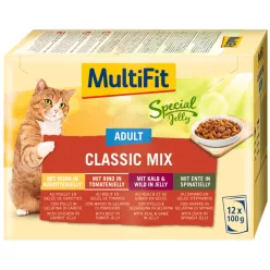   MultiFit Special Jelly Classic Mix Hrană pentru pisici adulte, mix 12x100 g