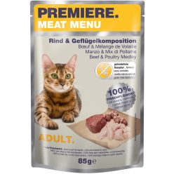   Premiere Meat Menu Hrană pentru pisici adulte cu vită și pasăre 85 g
