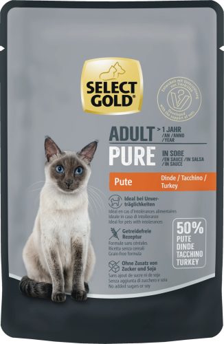 Select Gold Pure Hrană umedă pentru pisici cu curcan în sos 85 g