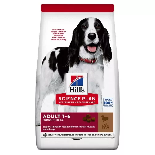 Hill's Hrană uscată pentru câini adulți de talie medie, cu miel și orez 2,5 kg