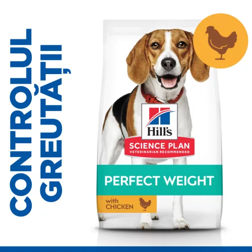Hill's Perfect Weight Hrană uscată pentru câini adulți de talie medie, cu pui 12 kg