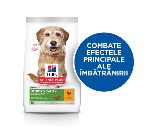 Hill's Vitality Hrană uscată pentru câini seniori de talie mică, cu pui 1.5 kg