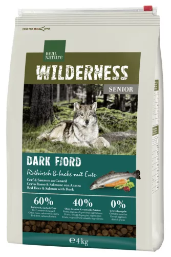 Real Nature Wilderness Hrană uscată pentru câini seniori, cu cerb roșu și somon 4 kg