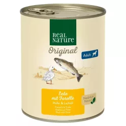   Real Nature Original Hrană umedă pentru câini adulți, rață și păstrăv 800 g