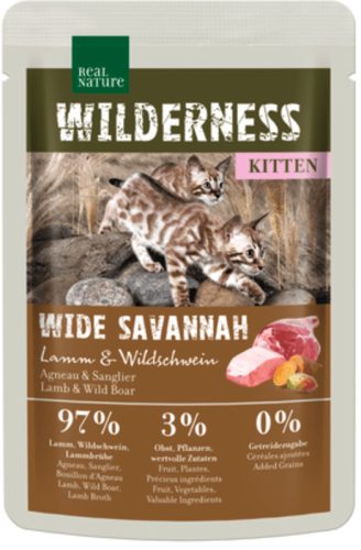 Real Nature Wilderness Hrană pentru pisici, cu miel și mistreț 85g