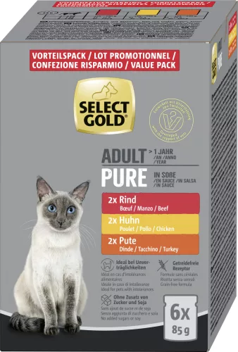 Select Gold Pure Hrană umedă pentru pisici mix în sos 6x85 g