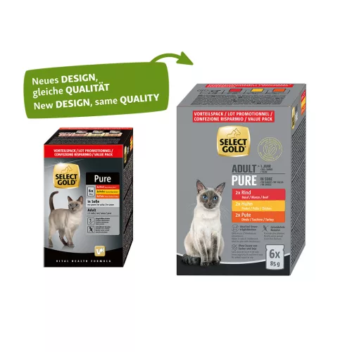 Select Gold Pure Hrană umedă pentru pisici mix în sos 6x85 g