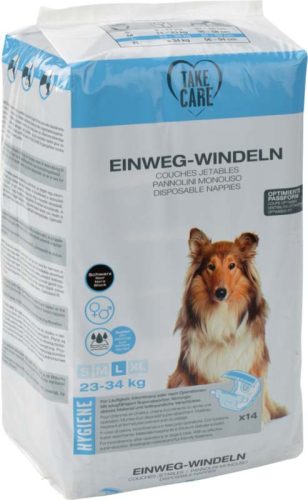 Take Care Scutece de unică folosință pentru câini, negre, L, 14 buc.