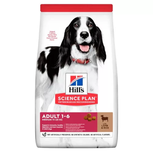Hill's Hrană uscată pentru câini adulți de talie medie, cu miel și orez 14 kg
