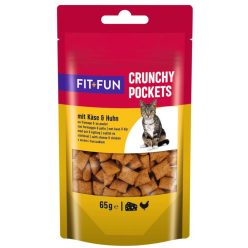   Fit+Fun Crunchy Pockets Recompense pentru pisici adulte cu pui și brânză 65g