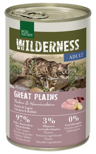 Real Nature Wilderness Hrană pentru pisici adulte, cu pui și iepure 400g