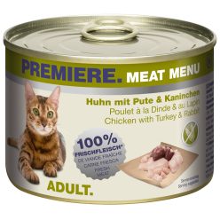   Premiere Meat Menu Hrană pentru pisici adulte, cu pui, curcan și iepure 200 g