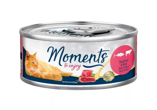 Moments Hrană umedă pentru pisici adulte cu ton și vită în sos 70 g