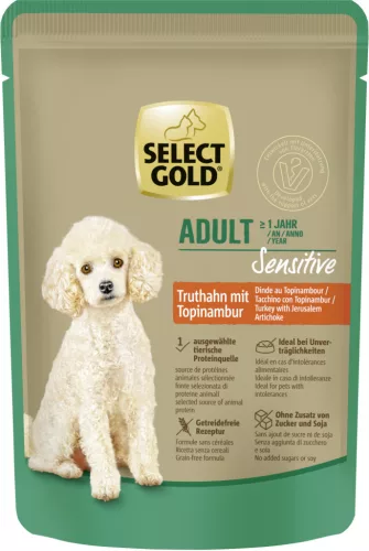 Select Gold Sensitive Hrana umedă pentru câini adulți, cu curcan și topinambur 100 g