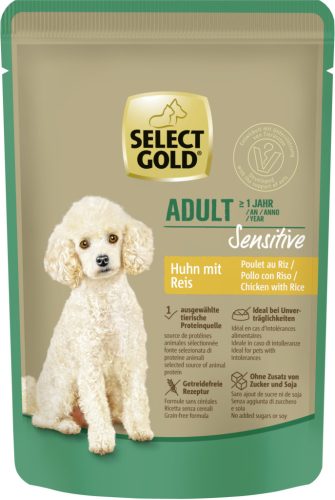 Select Gold Sensitive Hrană umedă pentru câini adulți cu pui și orez 100 g