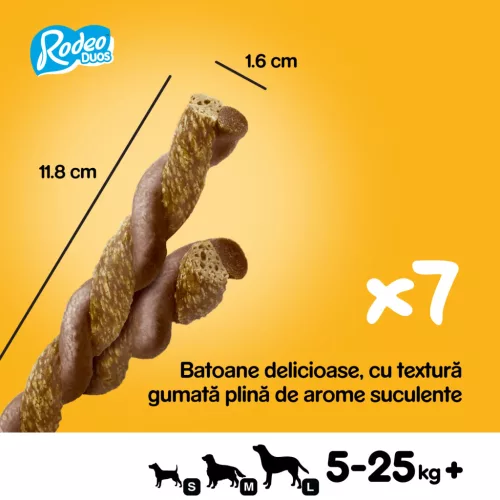 Pedigree Rodeo Duos Hrană complementară cu aromă de pui și șuncă pentru câini adulți 7 buc, 123 g