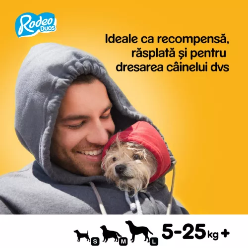 Pedigree Rodeo Duos Hrană complementară cu aromă de vită și brânză pentru câini adulți, 7 buc 123 g