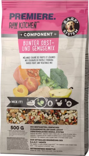 Premiere Raw Kitchen Hrană complementară pentru câini adulți cu fructe și legume 500 g