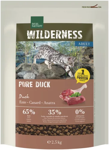 Real Nature Wilderness Hrană uscată pentru pisici adulte, cu rață 2,5 kg