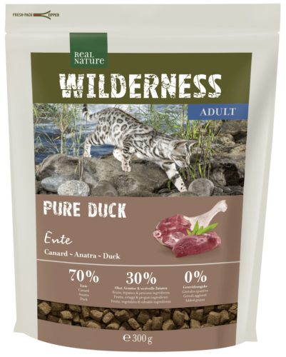 Real Nature Wilderness Hrană uscată pentru pisici adulte, cu rață 300g