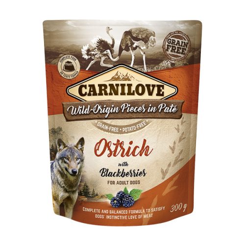 Carnilove Pouch Pate Adult Hrană umedă pentru câini cu struț și mure 300 g