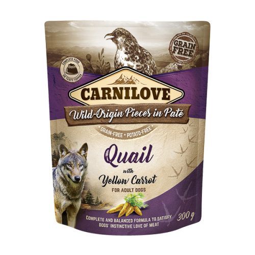 Carnilove Pouch Pate Hrană umedă pentru câini cu prepeliță și morcov 300 g