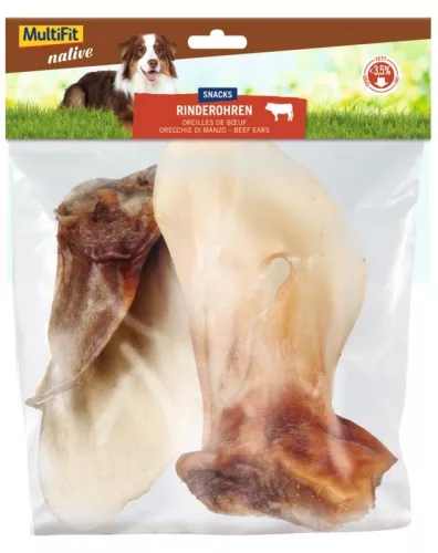 MultiFit Native Recompensă pentru câini, cu ureche de vită uscata 200g
