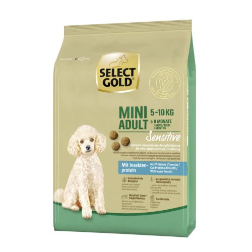Select Gold Sensitive Mini Hrană uscată pentru câini adulți, cu proteine ​​din insecte 1 kg