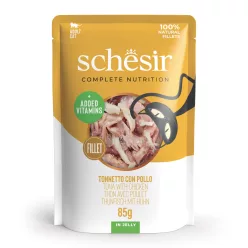   Schesir Hrană umedă completă pentru pisici adulte cu ton și pui în aspic 85 g