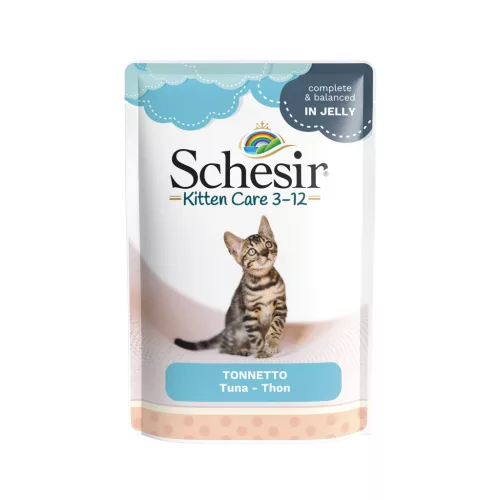 Schesir Kitten Hrană umedă completă pentru pisoi cu ton în aspic 85 g