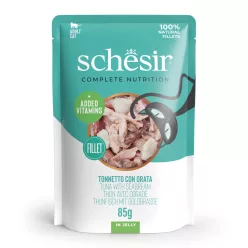   Schesir Hrană umedă completă pentru pisici cu ton și doradă în aspic 85 g