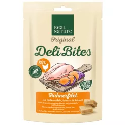   Real Nature Original Deli Bites Recompense pentru câini, cu pui 150g