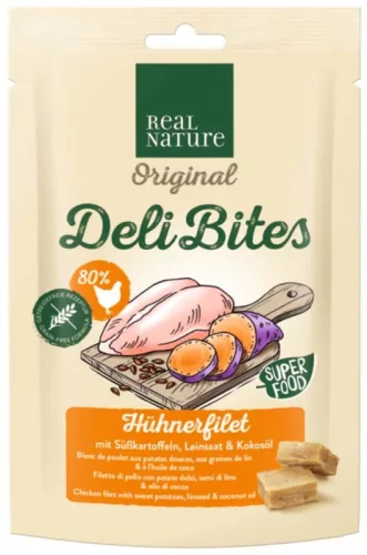 Real Nature Original Deli Bites Recompense pentru câini, cu pui 150g