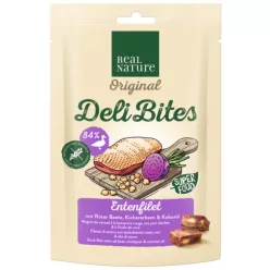   Real Nature Original Deli Bites Recompense pentru câini, cu rață 150g