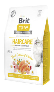 Brit Care Haircare Hrană uscată pentru pisici adulte, cu somon și pui, 2 kg