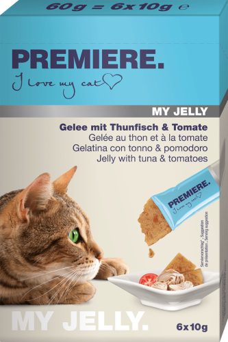 Premiere My Jelly Recompense pentru pisici, cu ton și roșii 6 x 15 g